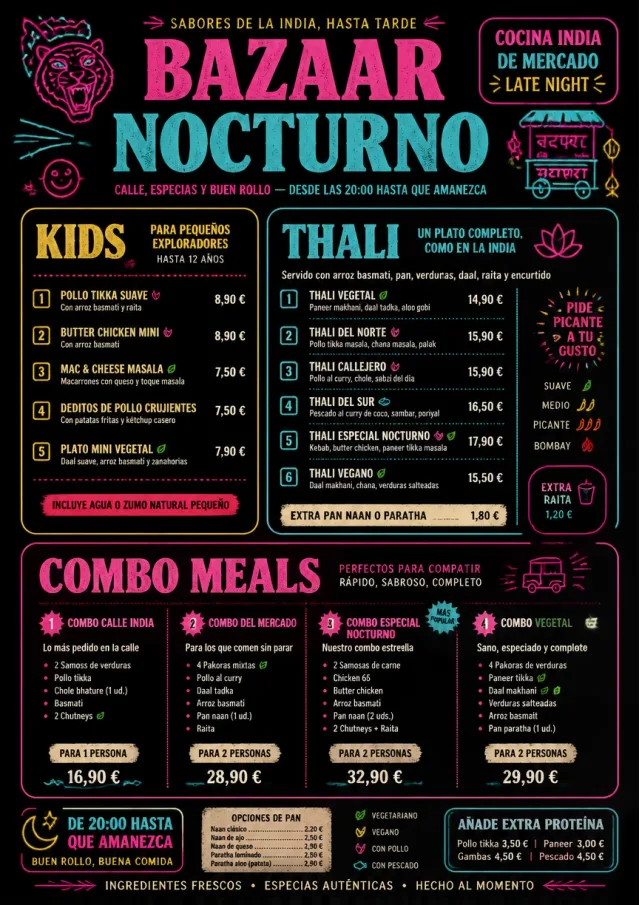 Night Market Neon indian-menu menu template preview