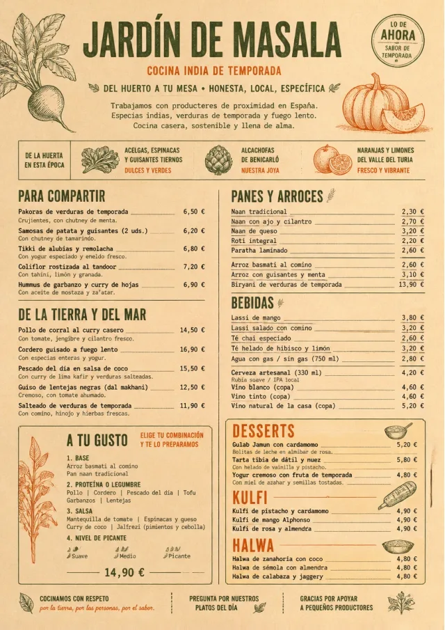 Farm Table Rustic indian-menu menu template preview