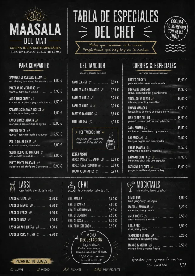 Chef Specials Board indian-menu menu template preview