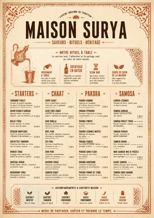 Heritage Tradition indian-menu menu template preview