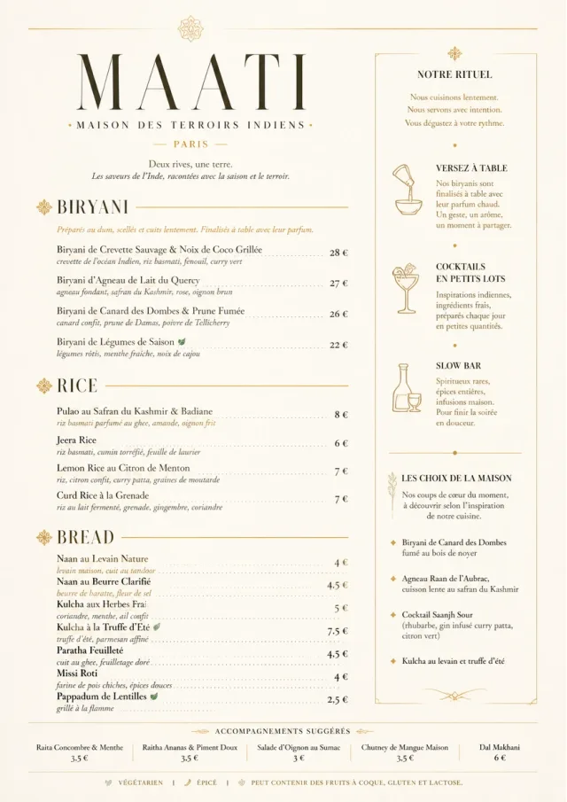 Fine Regional indian-menu menu template preview