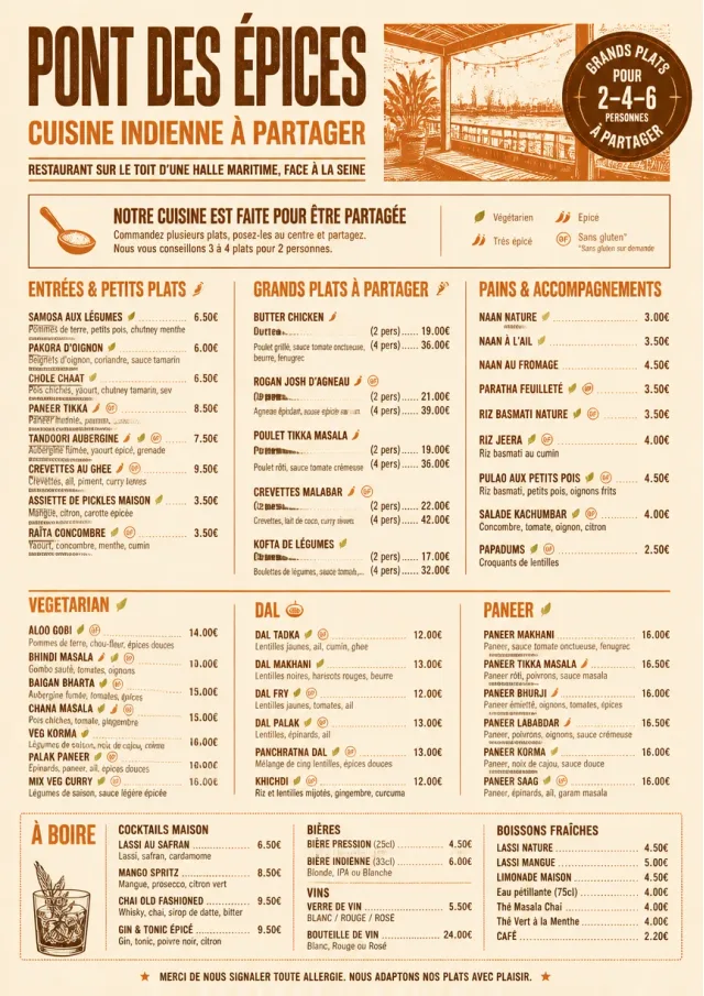 Family Style Feast indian-menu menu template preview