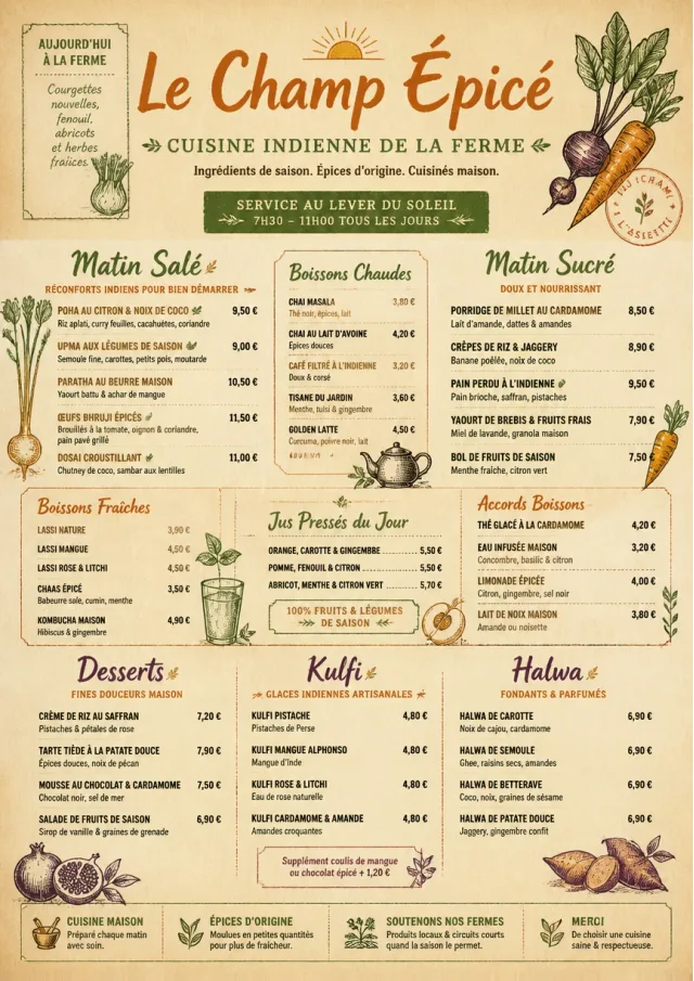Farm Table Rustic indian-menu menu template preview
