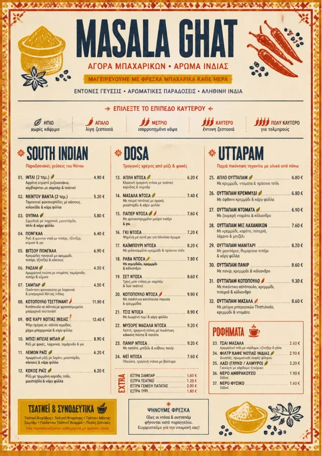 Spice Market Bold indian-menu menu template preview