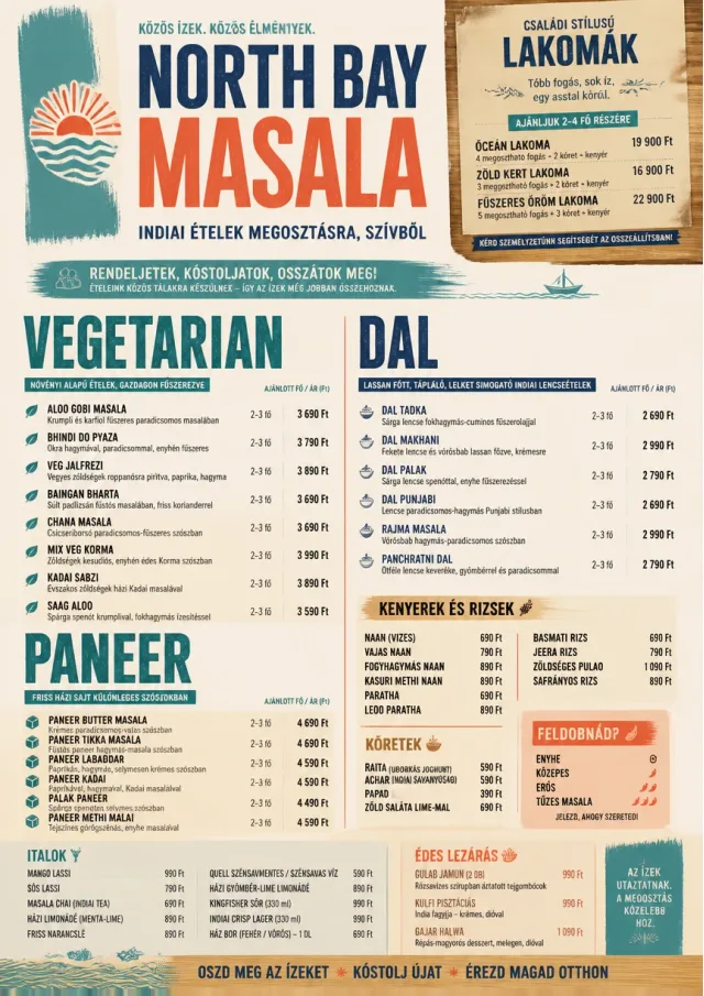Family Style Feast indian-menu menu template preview