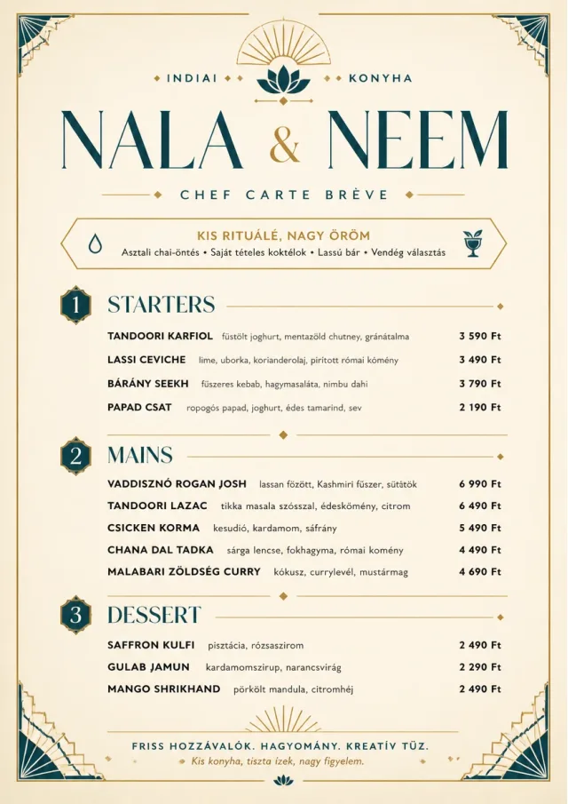 Chef Carte Brève indian-menu menu template preview