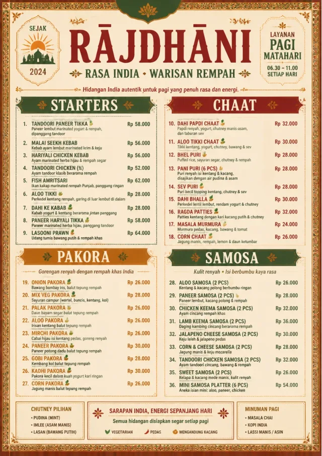 Heritage Tradition indian-menu menu template preview
