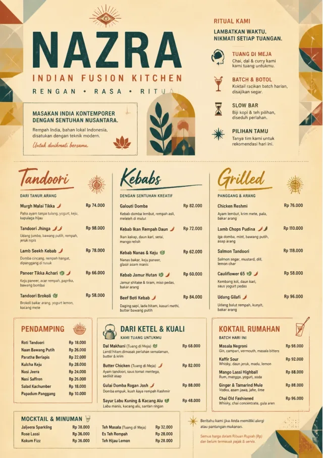 Modern Fusion indian-menu menu template preview
