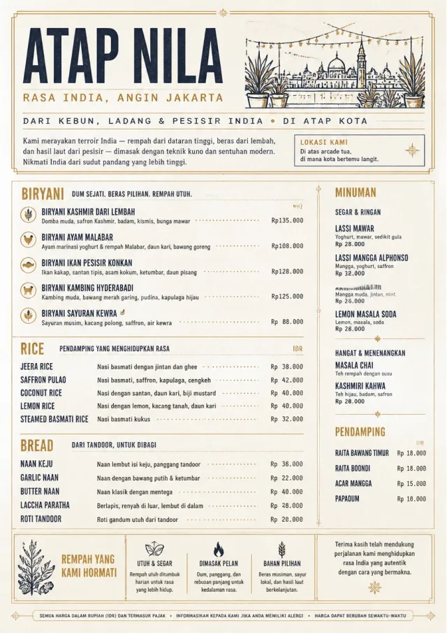 Fine Regional indian-menu menu template preview