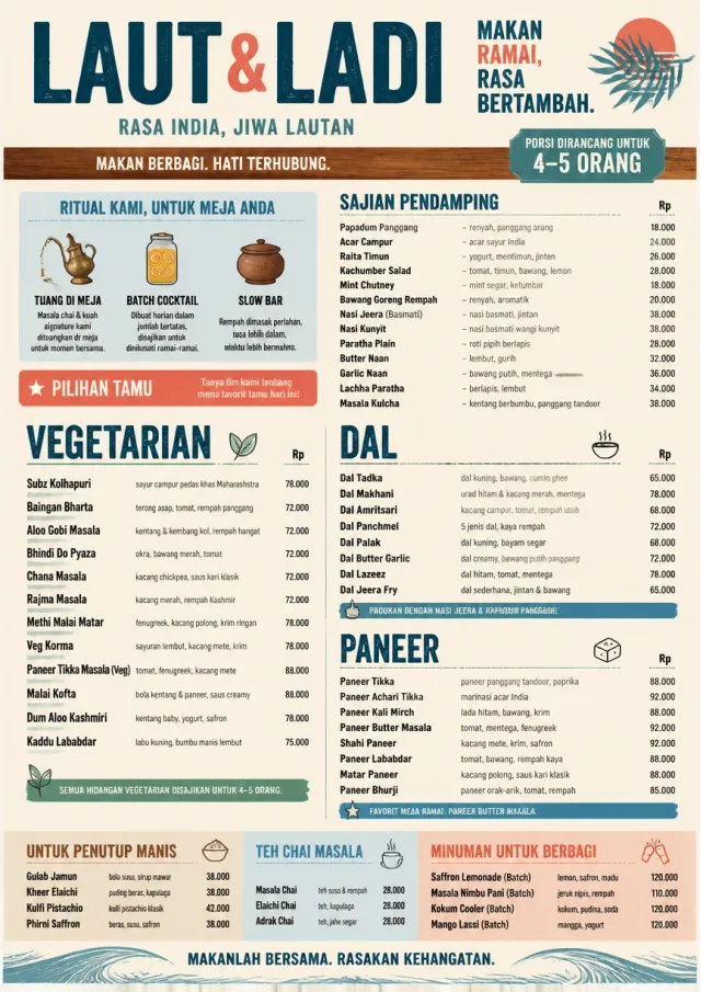 Family Style Feast indian-menu menu template preview