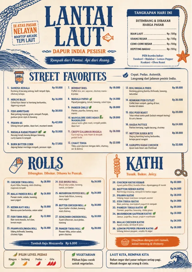 Coastal Regional indian-menu menu template preview
