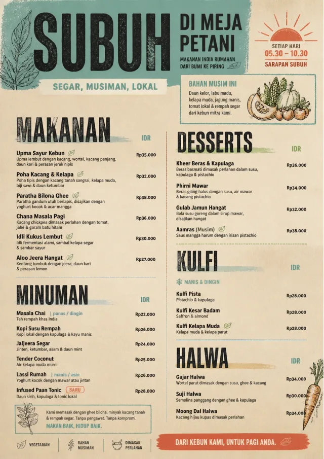 Farm Table Rustic indian-menu menu template preview