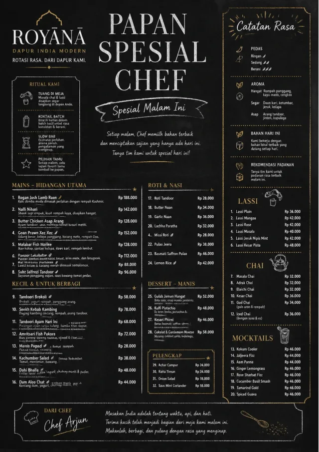 Chef Specials Board indian-menu menu template preview