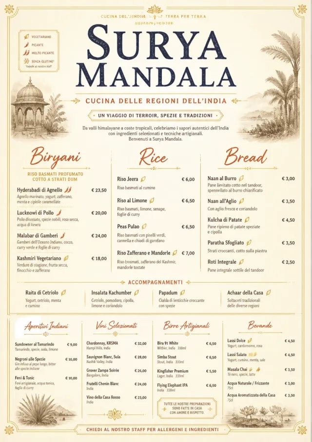Fine Regional indian-menu menu template preview
