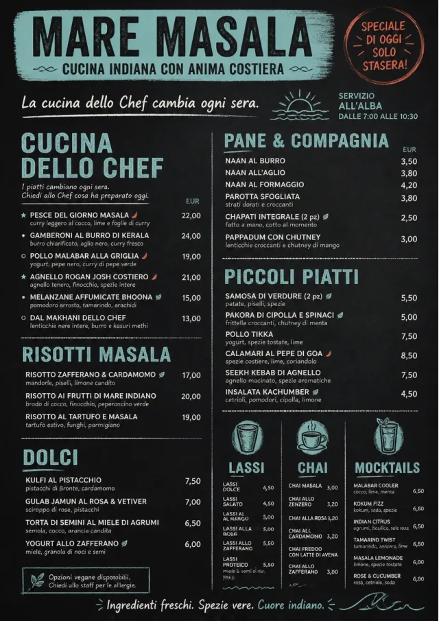 Chef Specials Board indian-menu menu template preview