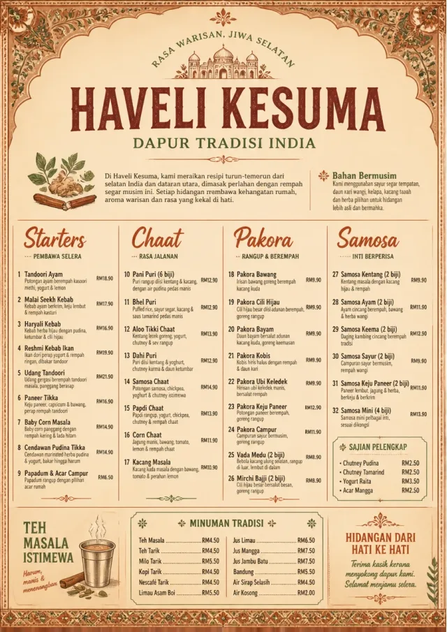 Heritage Tradition indian-menu menu template preview