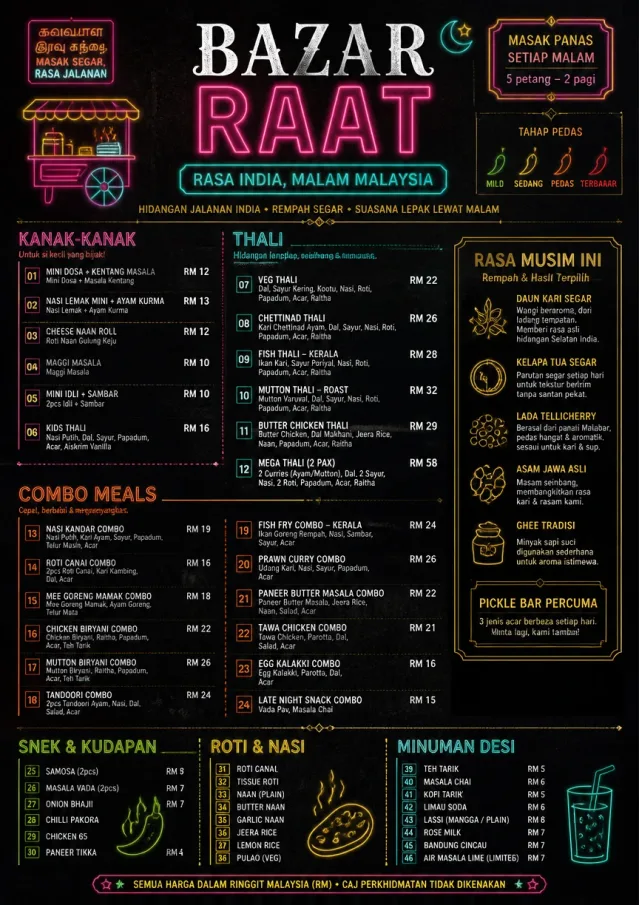 Night Market Neon indian-menu menu template preview