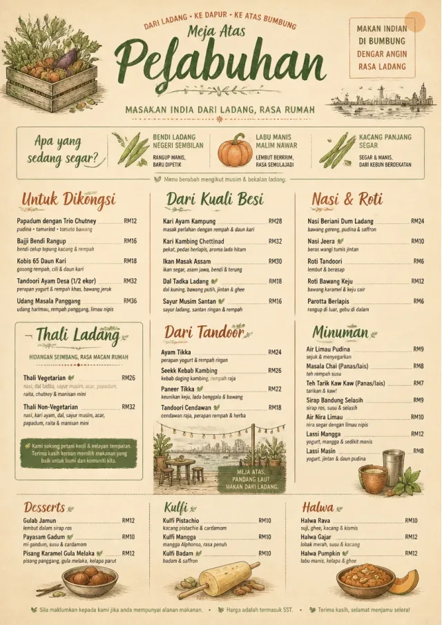 Farm Table Rustic indian-menu menu template preview