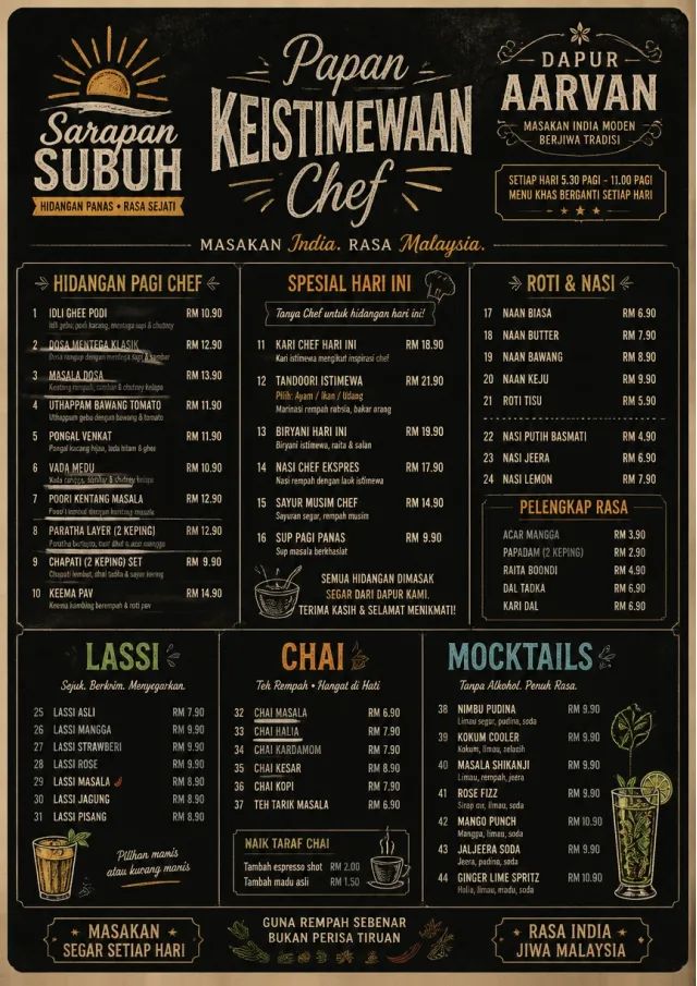 Chef Specials Board indian-menu menu template preview