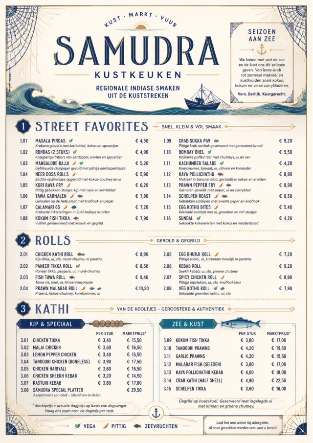 Coastal Regional indian-menu menu template preview