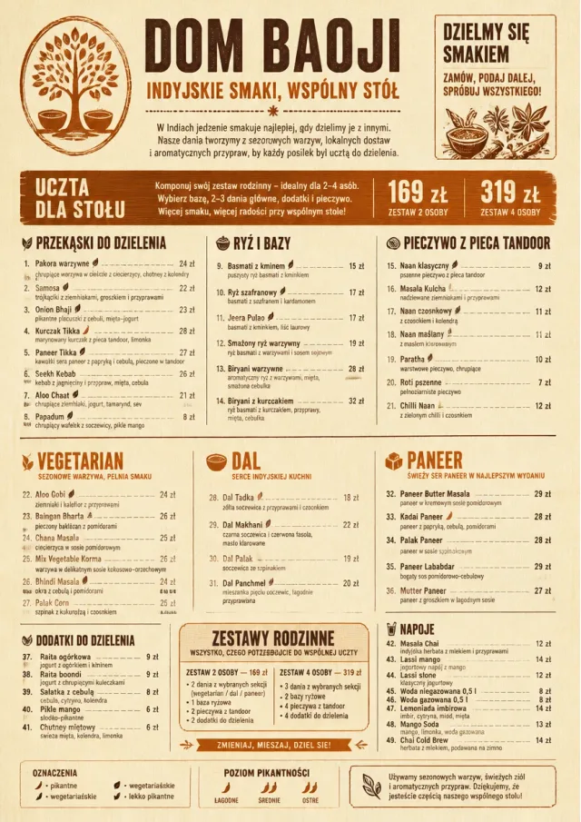 Family Style Feast indian-menu menu template preview