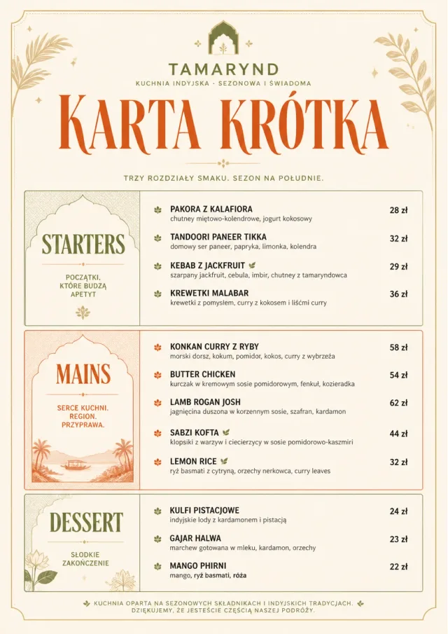 Chef Carte Brève indian-menu menu template preview