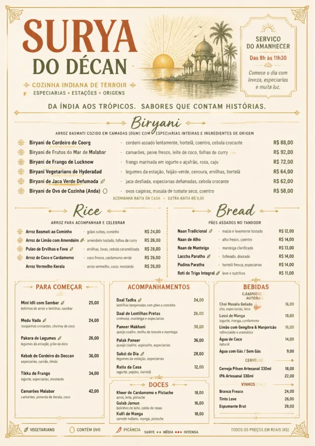 Fine Regional indian-menu menu template preview