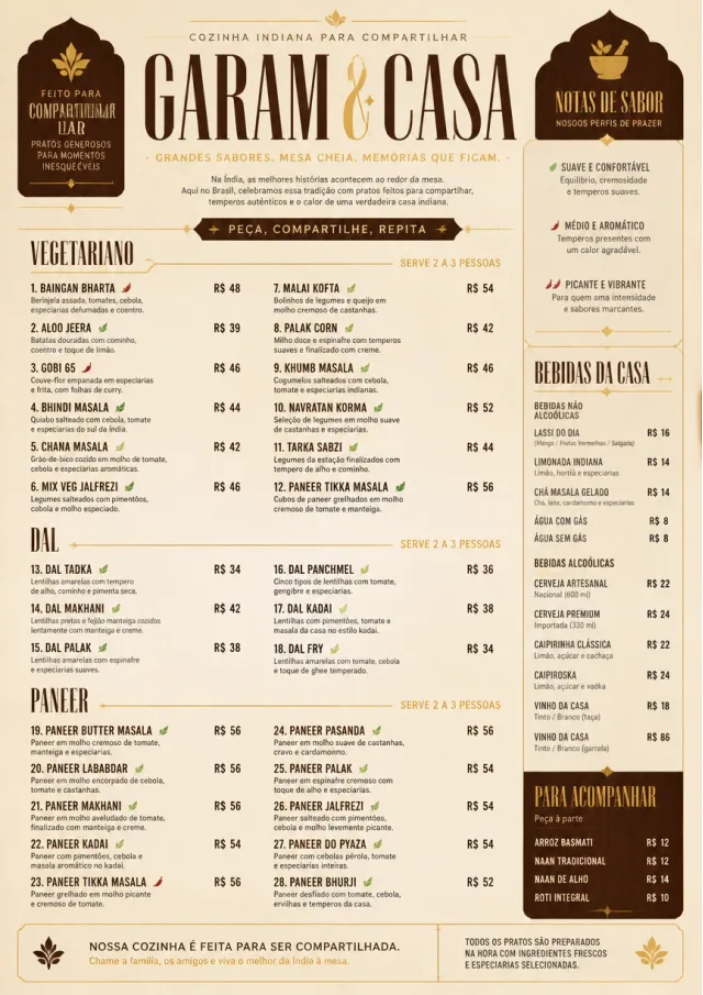 Family Style Feast indian-menu menu template preview