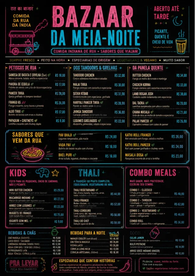 Night Market Neon indian-menu menu template preview