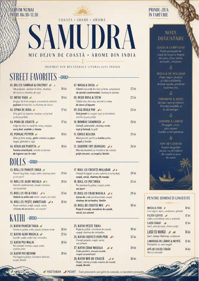 Coastal Regional indian-menu menu template preview