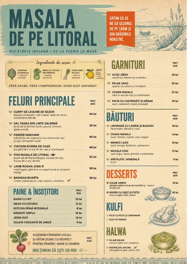 Farm Table Rustic indian-menu menu template preview