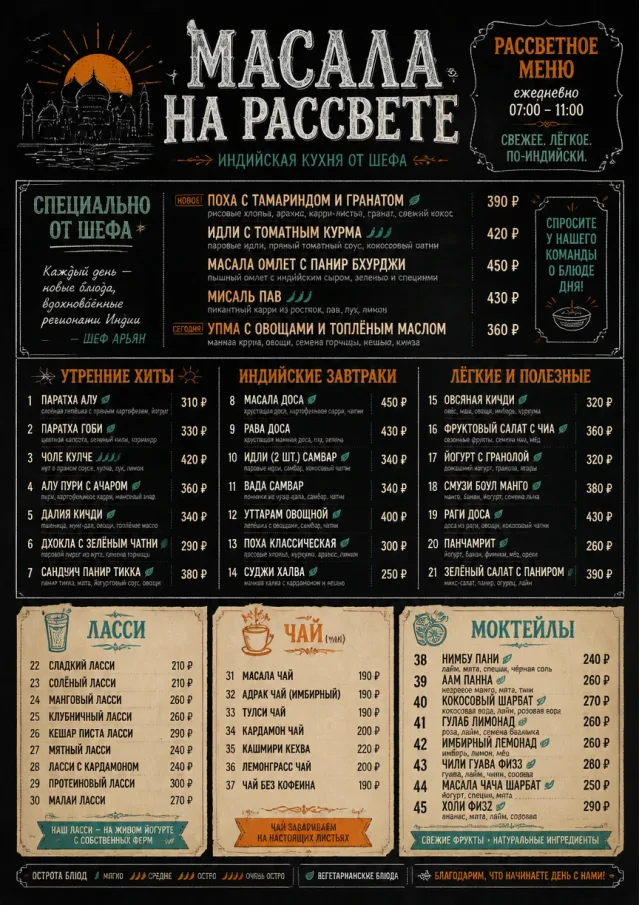 Chef Specials Board indian-menu menu template preview