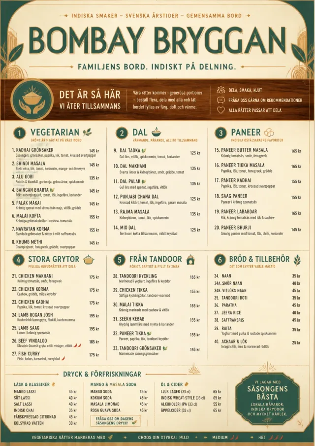 Family Style Feast indian-menu menu template preview