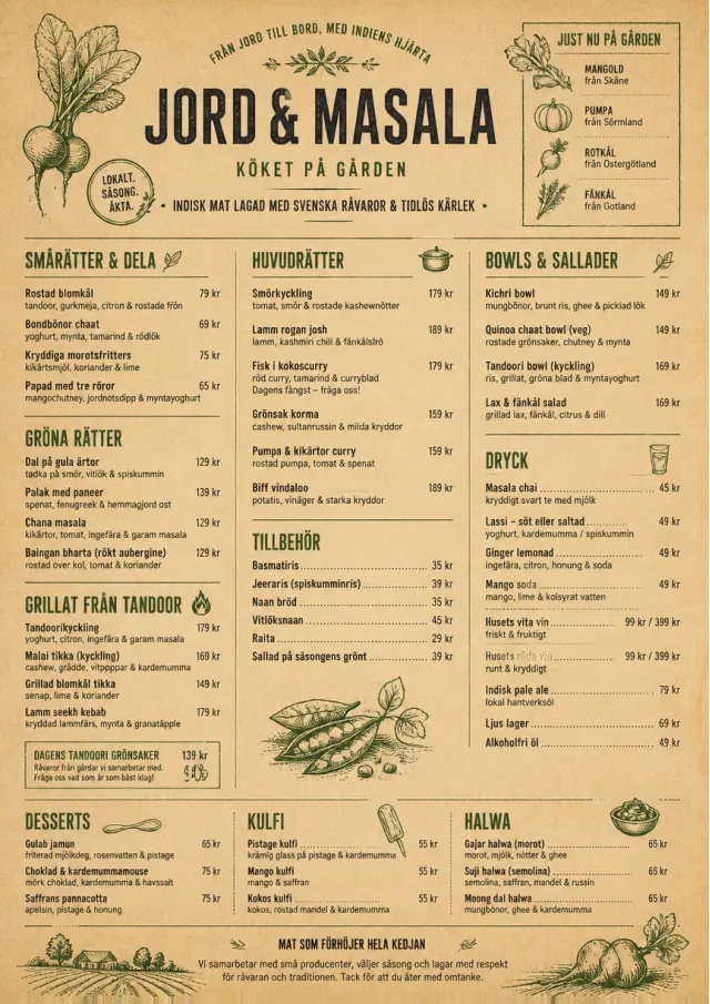 Farm Table Rustic indian-menu menu template preview