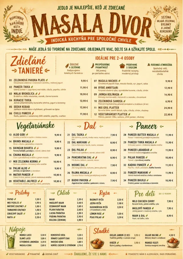 Family Style Feast indian-menu menu template preview