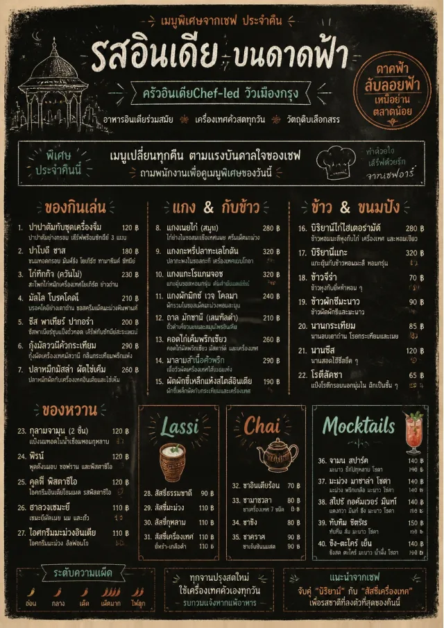 Chef Specials Board indian-menu menu template preview