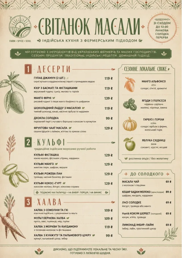 Farm Table Rustic indian-menu menu template preview