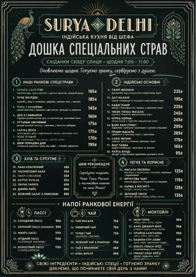 Chef Specials Board indian-menu menu template preview