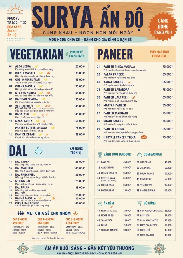 Family Style Feast indian-menu menu template preview