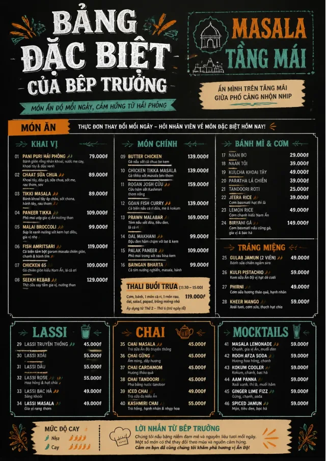 Chef Specials Board indian-menu menu template preview
