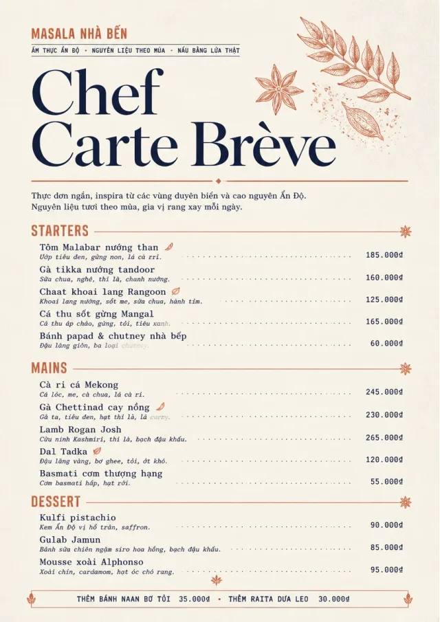Chef Carte Brève indian-menu menu template preview