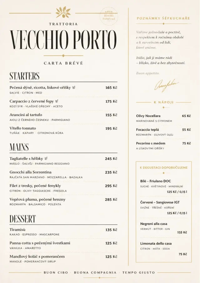 Chef Carte Brève italian-menu menu template preview
