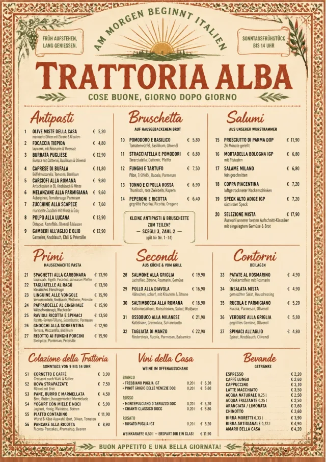 Heritage Tradition italian-menu menu template preview