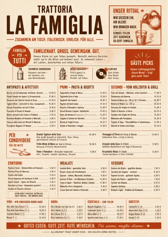 Family Style Feast italian-menu menu template preview