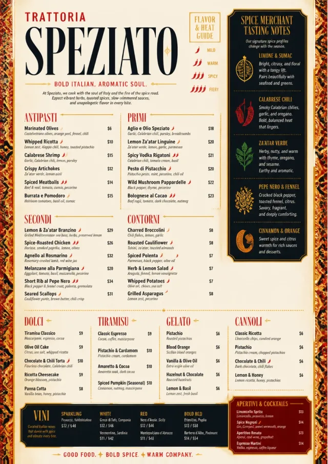 Spice Market Bold italian-menu menu template preview