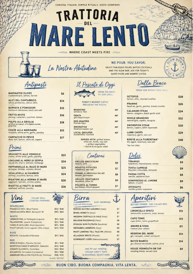 Coastal Regional italian-menu menu template preview