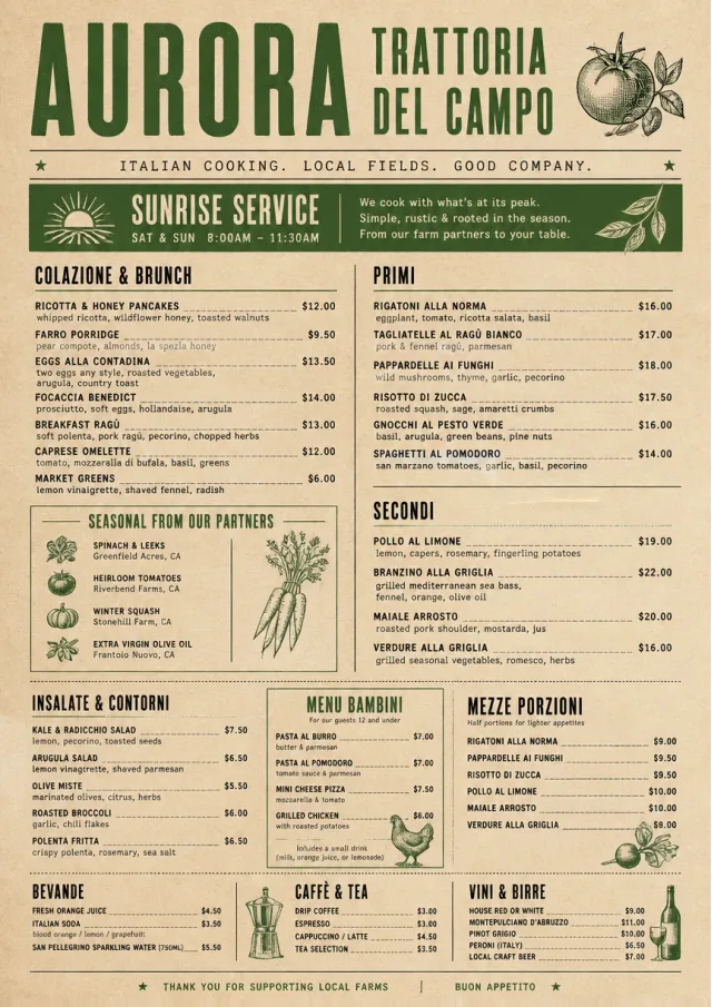 Farm Table Rustic italian-menu menu template preview