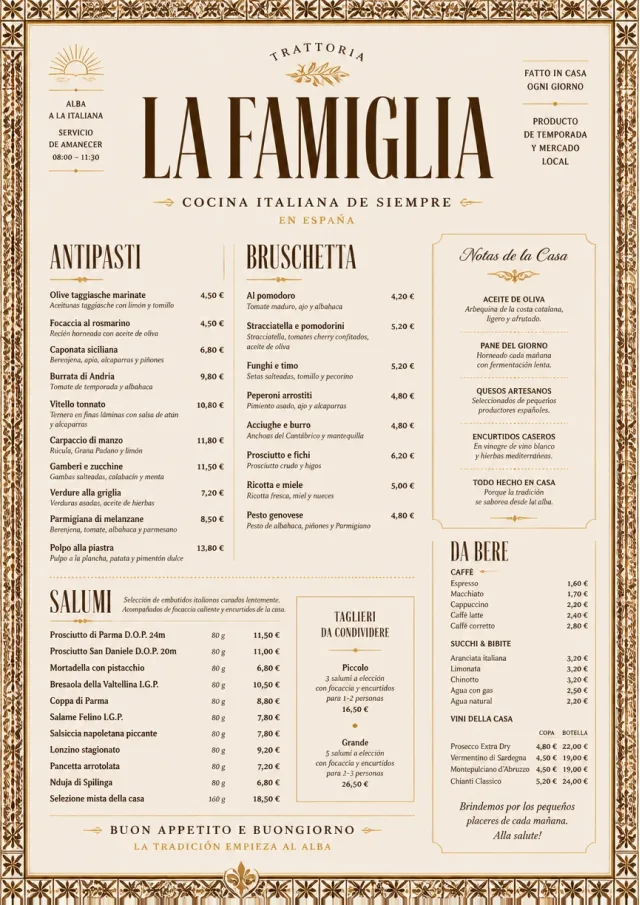 Heritage Tradition italian-menu menu template preview