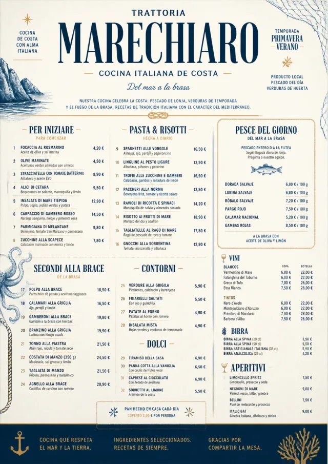Coastal Regional italian-menu menu template preview