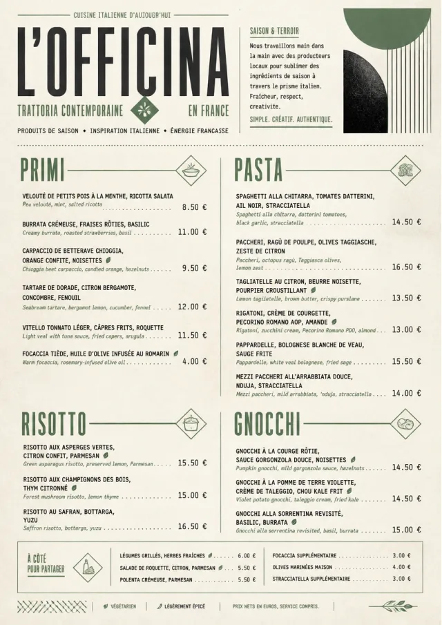 Modern Fusion italian-menu menu template preview
